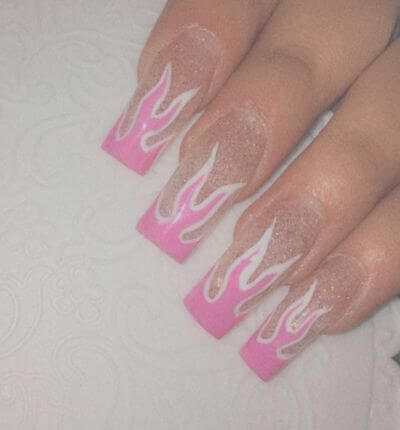 Flaming Hot Pink Nails