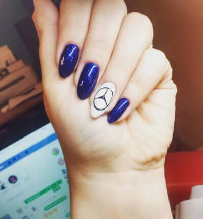 Glossy Racing Navy Nails