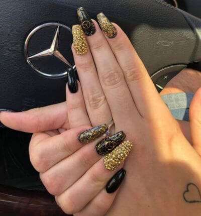 Gold and Black Nails 