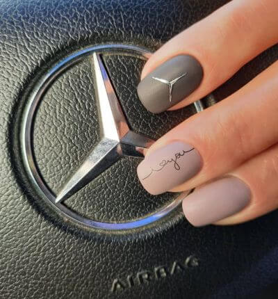 Matte Pink and Brown Nails 