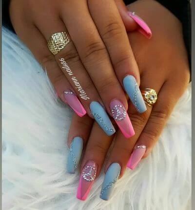 Pink and Blue Mercedes Nails