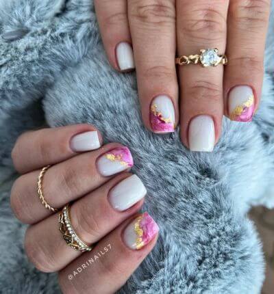 Pink and White Marble Nails 