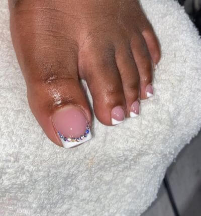 Pink and White Toenails 