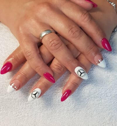 Red and White Car Nails 