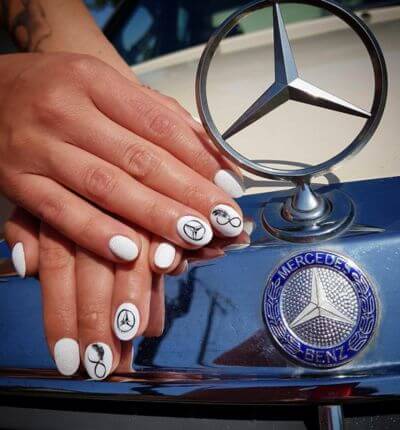 White Mercedes Nails 