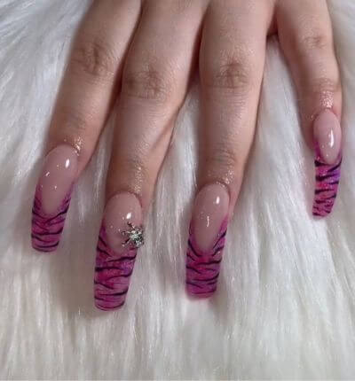 Zebra Print Pink Nails