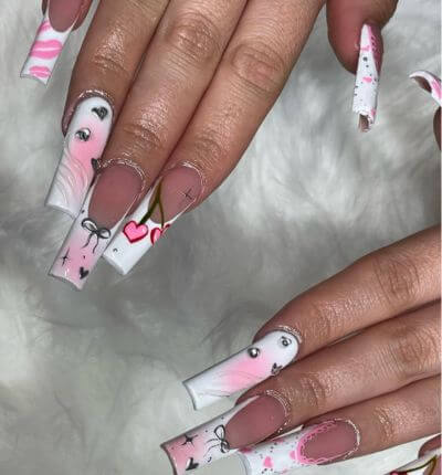 pink and white nails