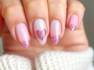 pink glitter nails